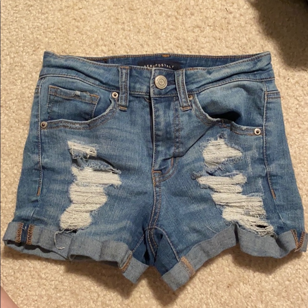 Ripped jean shorts